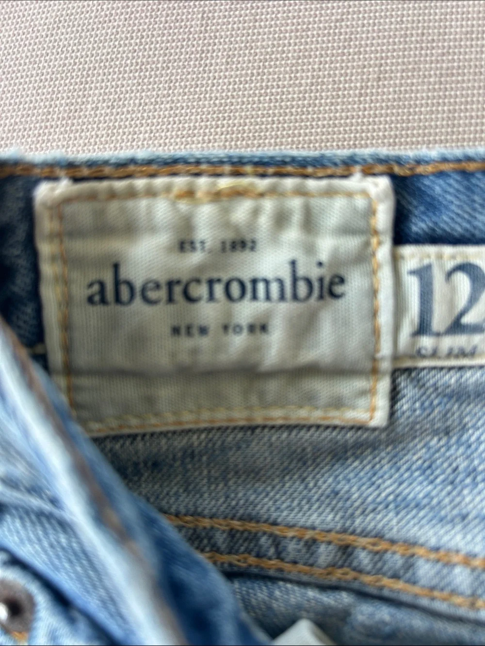 Girls abercrombie kids Distressed Light Blue low rise boot cut Jeans